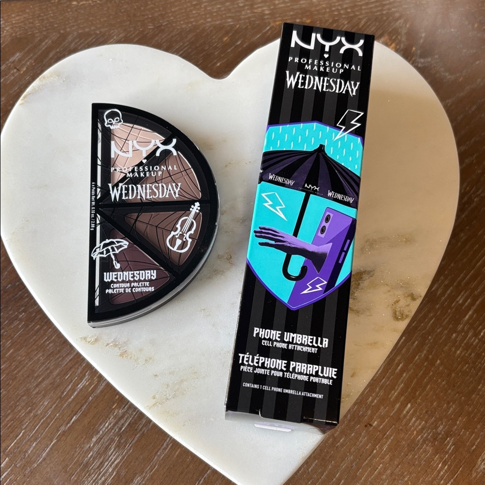 NYX 🖤 Wednesday Stained Glass Contour Palette & Phone Umbrella ☂️ Bundle